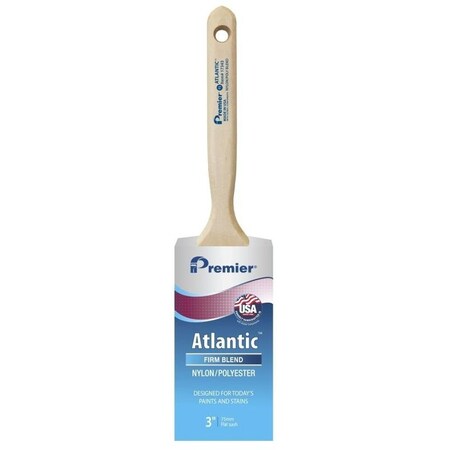 Premier Atlantic Paint Brush, 3 in W, Flat Sash Brush, 3316 in L Bristle, NylonPolyester Bristle 17343